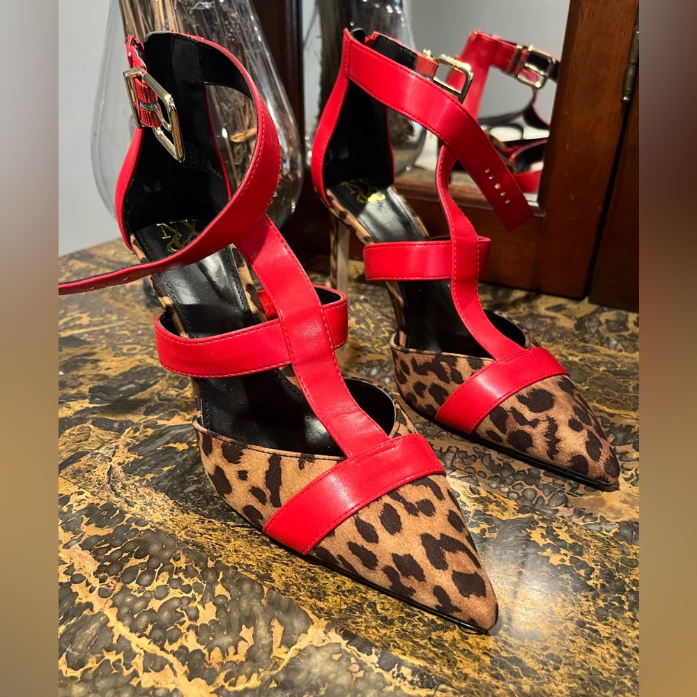 New York & Company Red and Leopard Women's Heels